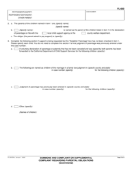Form FL-600 Summons and Complaint or Supplemental Complaint Regarding Parental Obligations (Governmental) - California, Page 2