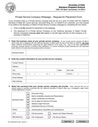 Private Service Company Webpage - Request for Placement - California, Page 2