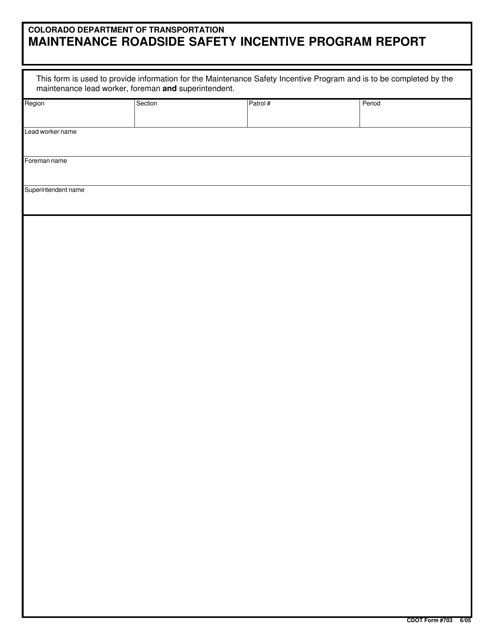 CDOT Form 703 Printable Pdf