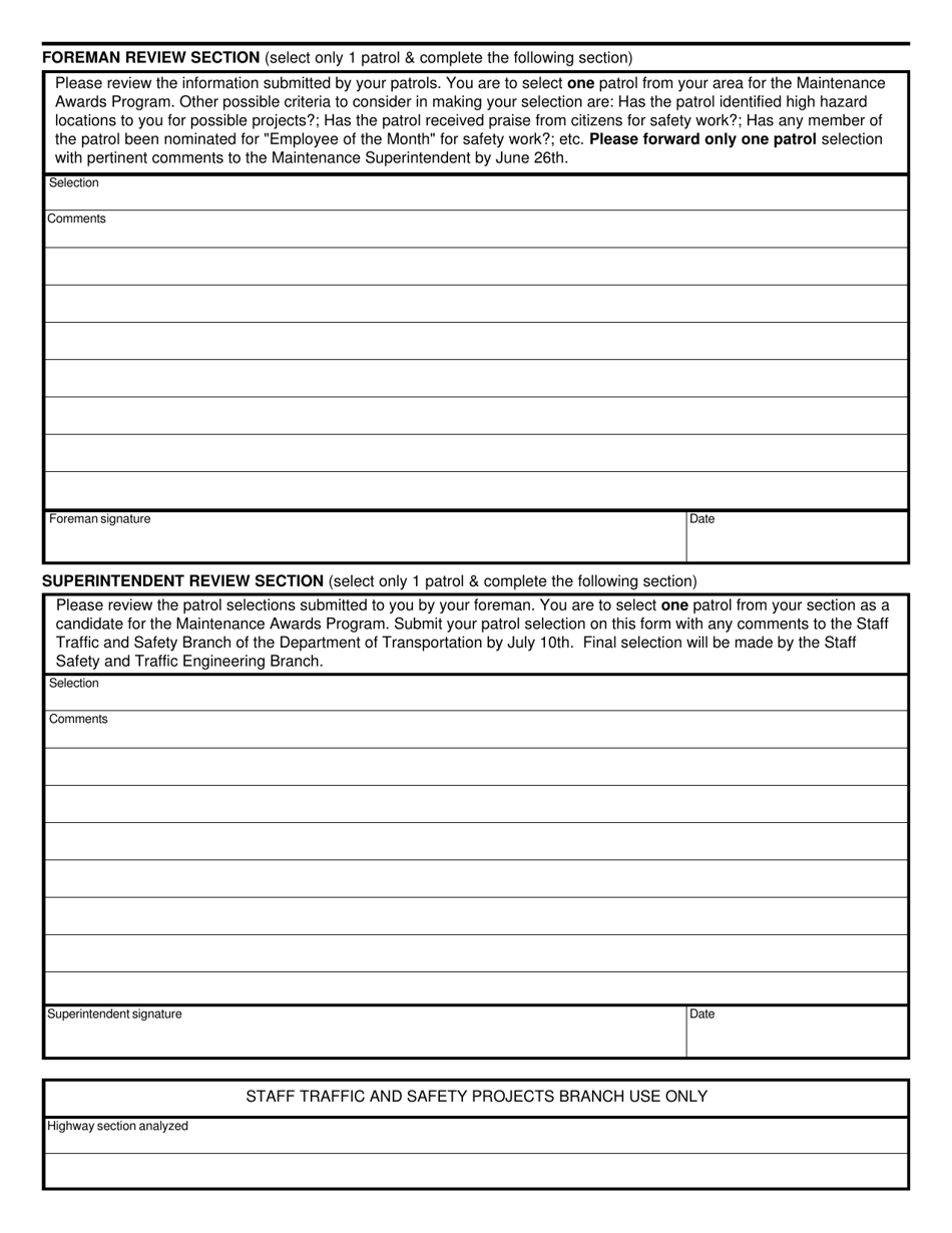 CDOT Form 703 Maintenance Roadside Safety Incentive Program Report - Colorado, Page 3