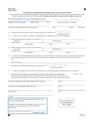 Form ED170A Short Form Application for Connecticut Initial Educator Certificate - Connecticut, Page 2