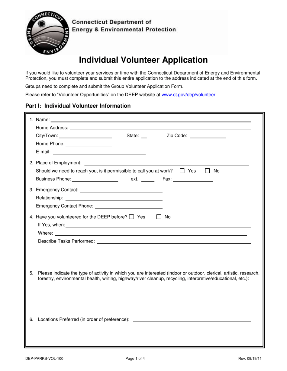 Form DEP-PARKS-VOL-100 - Fill Out, Sign Online and Download Printable ...