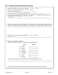 Form DEP-PARKS-VOL-100 Individual Volunteer Application - Connecticut, Page 2