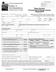 Document preview: Open Access Commercial Fishing License Application - Connecticut