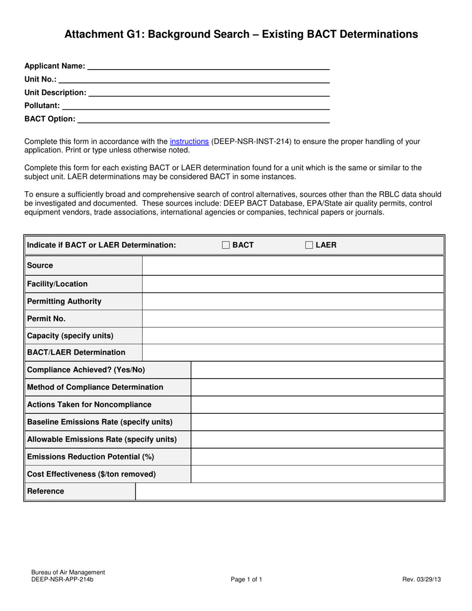 Form DEEP-NSR-APP-214B Attachment G1 Background Search - Existing Bact Determinations - Connecticut, Page 1