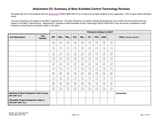 Document preview: Form DEEP-NSR-APP-214D Attachment G3 Summary of Best Available Control Technology Reviews - Connecticut