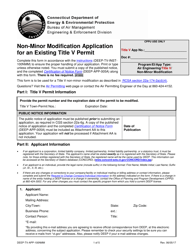 Document preview: Form DEEP-TV-APP-100NMM Non-minor Modification Application for an Existing Title V Permit - Connecticut
