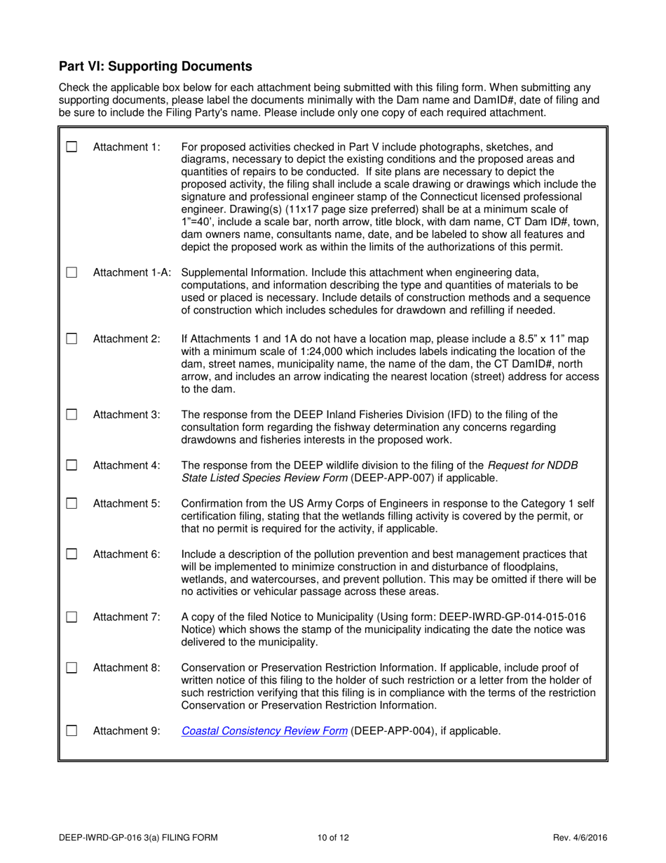 Form DEEP-IWRD-GP-016 3(A) (GP-016-3(A)) General Permit to Conduct Repairs and Alterations to Dams - Connecticut, Page 10