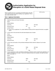 Form DEP-WEED-APP-700 Authorization Application for Disruption of a Solid Waste Disposal Area - Connecticut