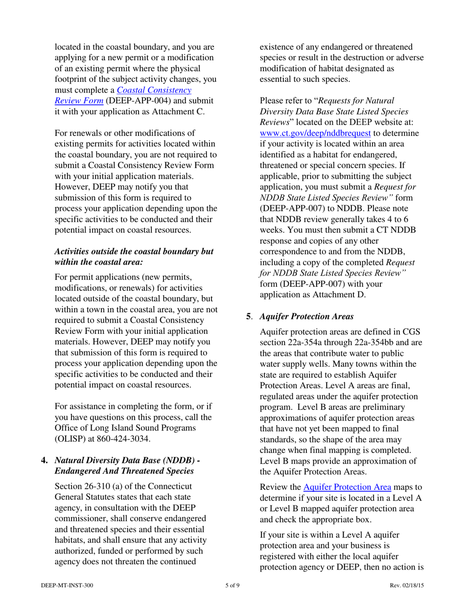 Instructions for Form DEEP-MT-APP-300 License Application for Marine Terminals - Connecticut, Page 5