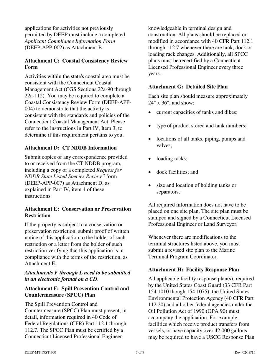Instructions for Form DEEP-MT-APP-300 License Application for Marine Terminals - Connecticut, Page 7
