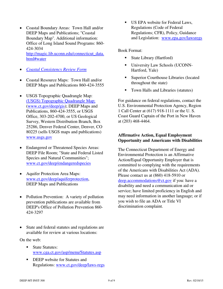 Instructions for Form DEEP-MT-APP-300 License Application for Marine Terminals - Connecticut, Page 9