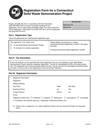 Form DEP-SW-REG-003 Registration Form for a Connecticut Solid Waste Demonstration Project - Connecticut