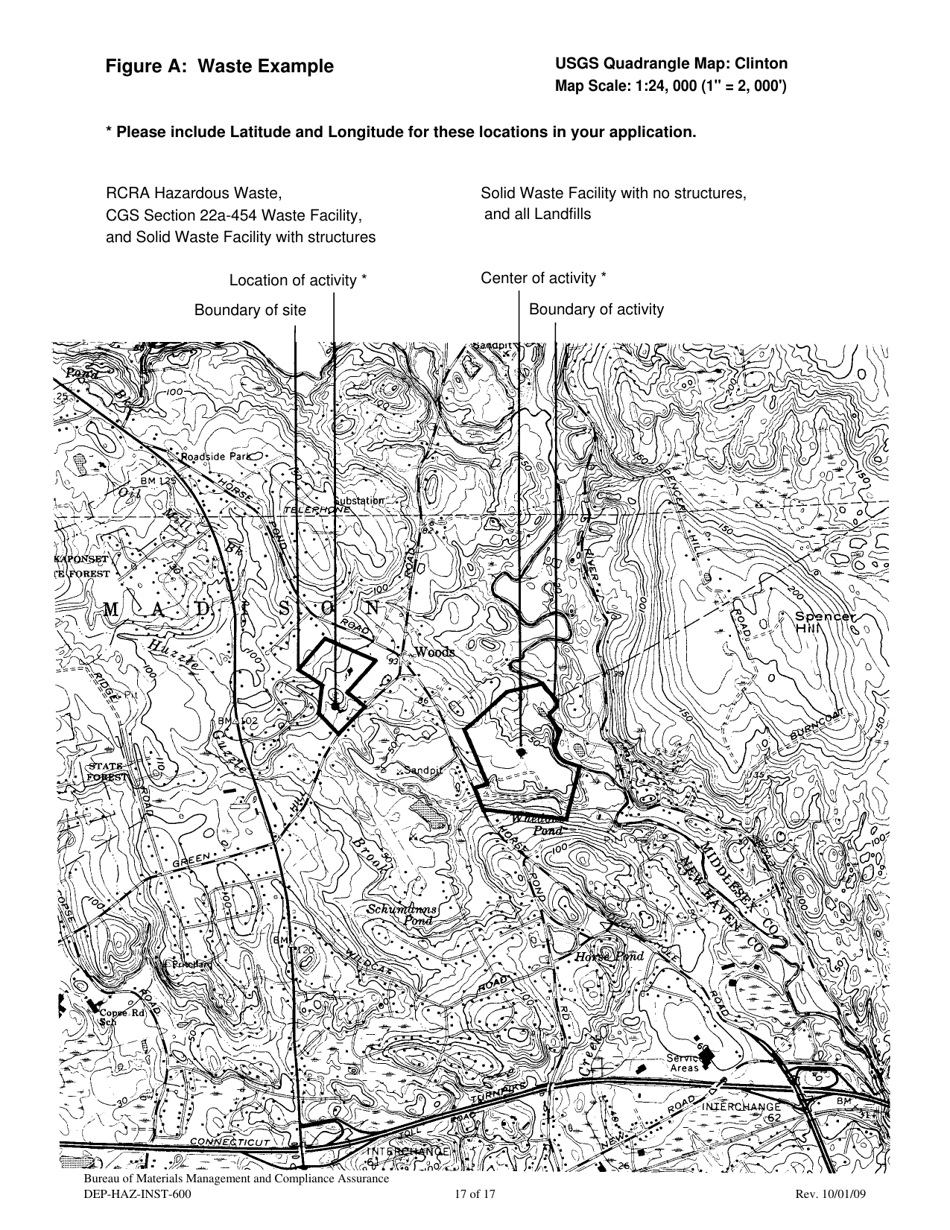 Instructions for Form DEP-HAZ-APP-600 Permit Application for Facilities Which Treat, Store or Dispose of Their Own Rcra Hazardous Waste - Connecticut, Page 17