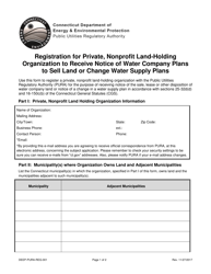 Form DEEP-PURA-REG-001 Registration for Private, Nonprofit Land-Holding Organization to Receive Notice of Water Company Plans to Sell Land or Change Water Supply Plans - Connecticut