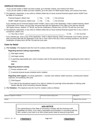 Form JD-FM-161 Custody/Visitation Application - Parent - Connecticut, Page 2