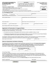 Document preview: Form JD-CV-54 Application for Examination of Judgment Debtor and Notice of Hearing - Connecticut