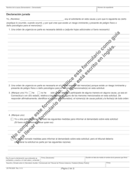 Formulario JD-FM-222S Solicitud De Orden De Custodia De Urgencia a Peticion De Una De Las Partes (Ex Parte) - Connecticut (Spanish), Page 2