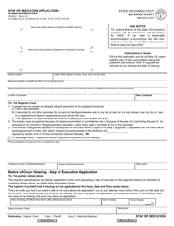 Form JD-HM-21 &quot;Notice of Court Hearing - Stay of Execution Application&quot; - Connecticut