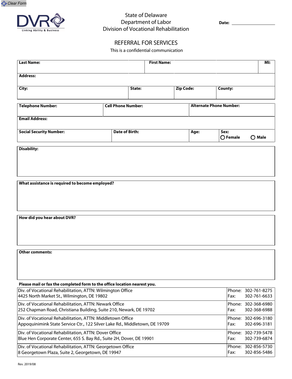 Referral for Services - Delaware, Page 1