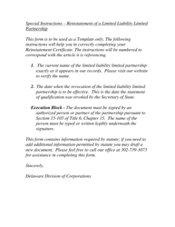 Application for Reinstatement of Limited Liability Limited Partnership - Delaware, Page 2