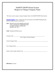 HP Form 4 &quot;Request to Change Company Name&quot; - Delaware