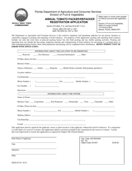 Document preview: Form FDACS-07151 Annual Tomato Packer/Repacker Registration Application - Florida