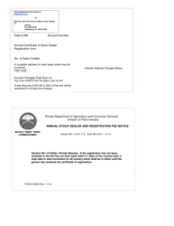 Document preview: Form FDACS-08022 Annual Stock Dealer and Registration Fee Notice - Florida