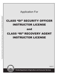 Form FDACS-16014 Application for Class &quot;di&quot; Security Officer Instructor or Class &quot;ri&quot; Recovery Agent Instructor - Florida
