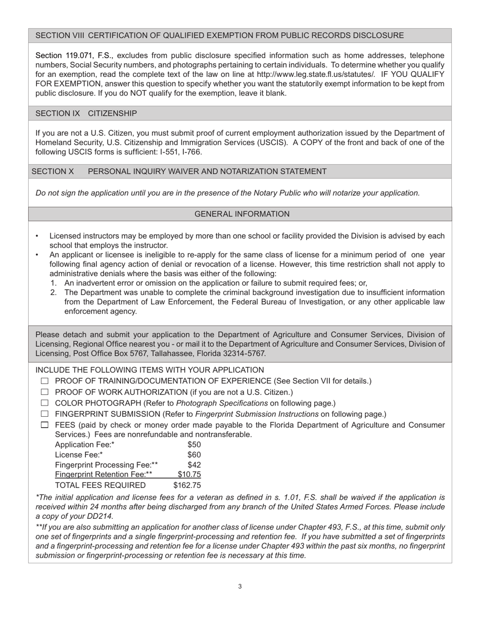Form FDACS-16014 Application for Class di Security Officer Instructor or Class ri Recovery Agent Instructor - Florida, Page 4