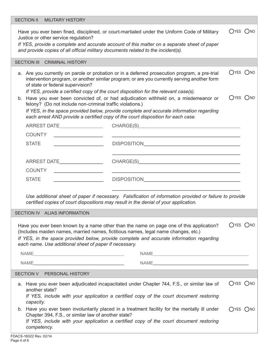 Form FDACS-16022 Application for Class a, b, or r Agency License - Florida, Page 10