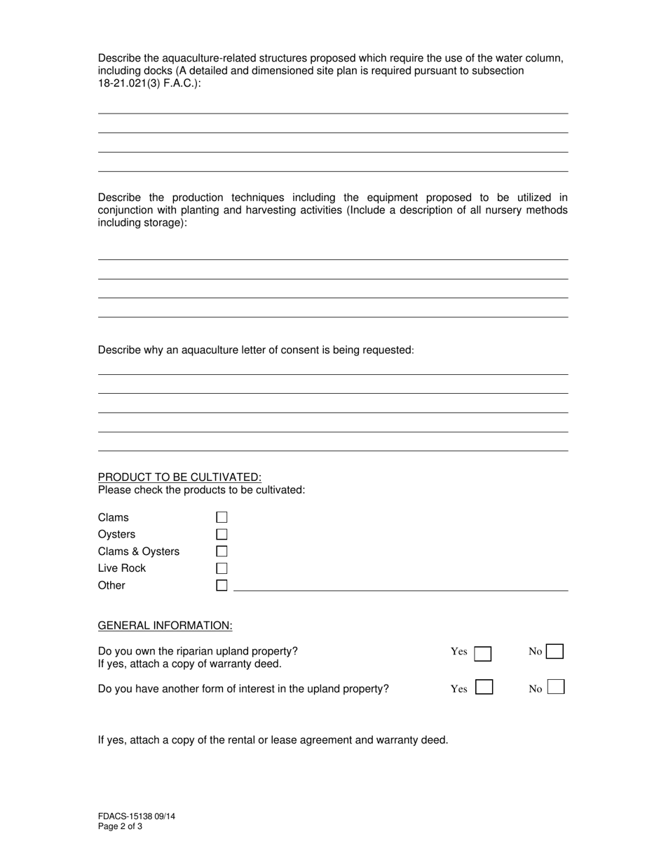 Form FDACS-15138 - Fill Out, Sign Online and Download Printable PDF ...