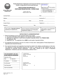 Document preview: Form FDACS-13220 Application for Specialty Fertilizer Registration - Florida