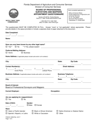 Form FDACS-10059 Board of Professional Surveyors and Mappers Appointment Questionnaire - Florida, Page 3