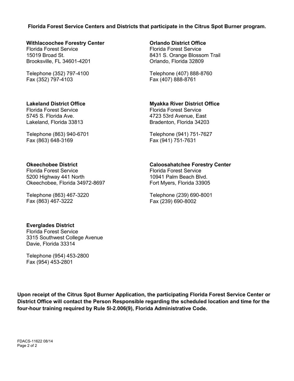Form FDACS-11622 Citrus Spot Burner Application - Florida, Page 2