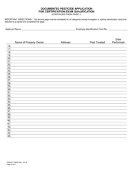 Form FDACS-13653 Documented Pesticide Application for Certification Exam Qualification - Florida, Page 2