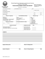 Document preview: Form FDACS-14320 Food Establishment Inspection Report - Florida