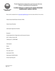 Document preview: Form FDACS-06124 Florida Specialty Crop Block Grant Program Subrecipient Annual Report - Florida