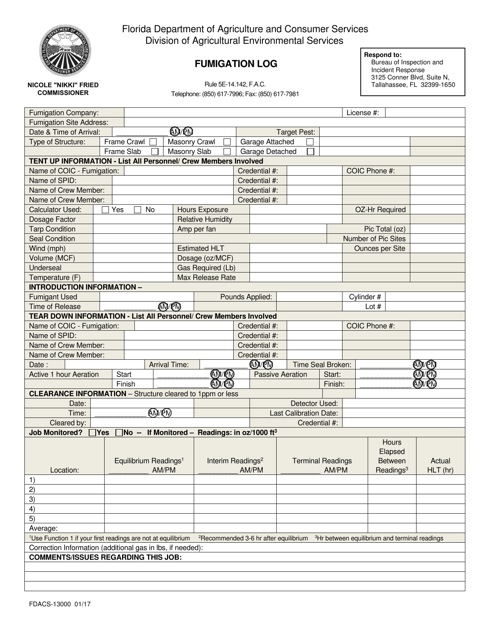 Form FDACS-13000  Printable Pdf