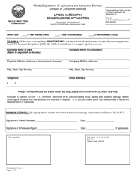 Form FDACS-03578 Lp Gas Category I Dealer License Application - Florida