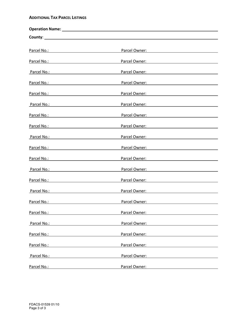 Form FDACS-01539 Notice of Intent to Implement Conservation Plans for Specified Agricultural Operations - Florida, Page 3