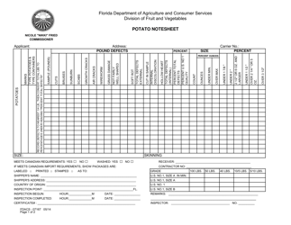 Document preview: Form FDACS-07167 Potato Notesheet - Florida
