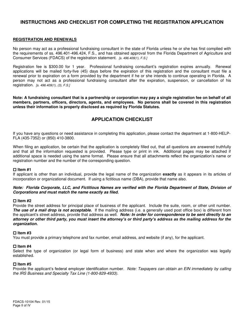 Form FDACS-10104 Professional Fundraising Consultant Registration Application - Florida, Page 3