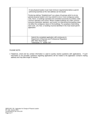 Form DBPR-DDC-109 Application for Change of Physical Location - Florida, Page 2