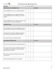 Acfp Sponsor Site Monitoring Forms - Florida, Page 4