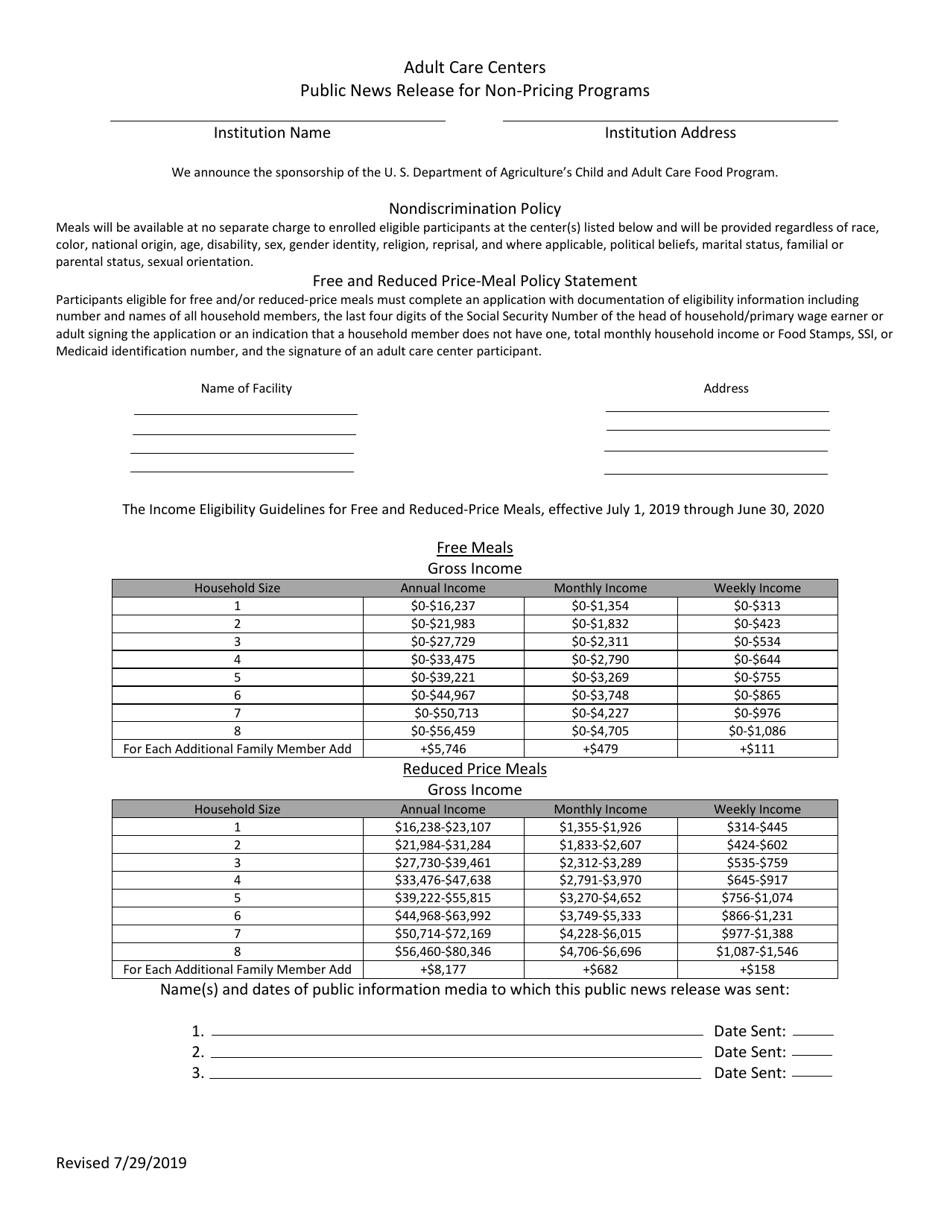 Public News Release for Non-pricing Programs - Florida, Page 1