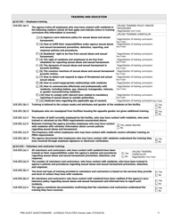 Prea Audit: Pre-audit Questionnaire - Juvenile Facilities - Florida, Page 11
