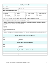 Prea Audit: Pre-audit Questionnaire - Juvenile Facilities - Florida, Page 2