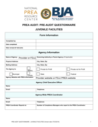 Document preview: Prea Audit: Pre-audit Questionnaire - Juvenile Facilities - Florida