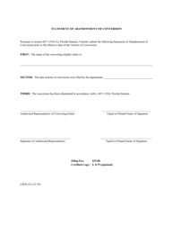 Form CR2E152 Statement of Abandonment of Conversion - Florida, Page 2